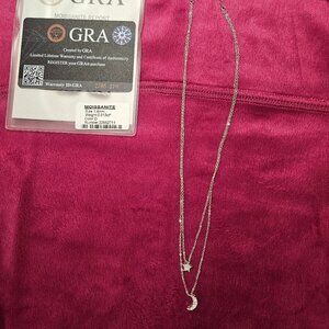 Moissanite moon and star sterling necklace